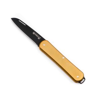 Fox Vulpis in Brass Single Blade- engraveyourknives.com