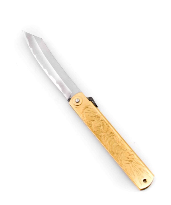 Higonokami Ottone 21cm Tigre Bianca Byakko-coltellipersonalizzati.com