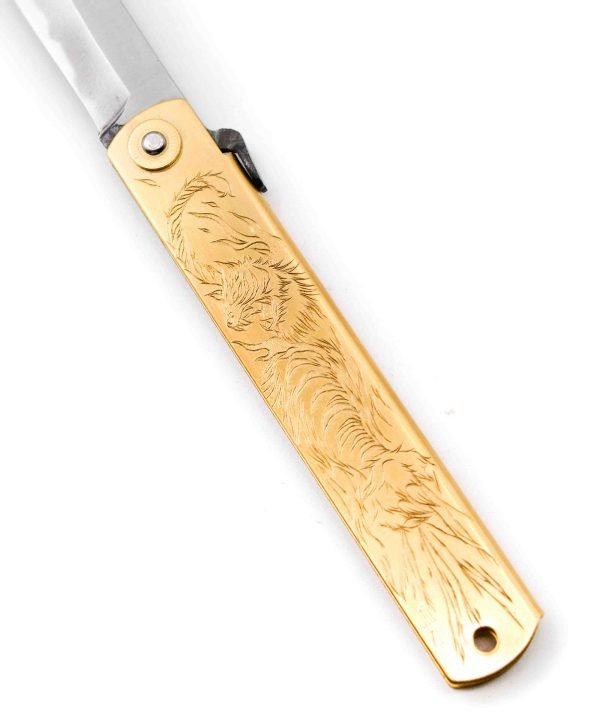 Higonokami Ottone 21cm Tigre Bianca Byakko-coltellipersonalizzati.com