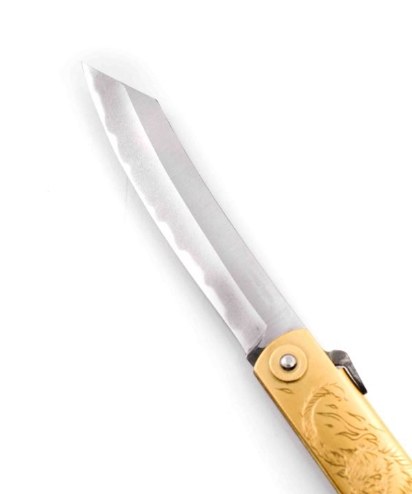 Higonokami Ottone 21cm Tigre Bianca Byakko-coltellipersonalizzati.com