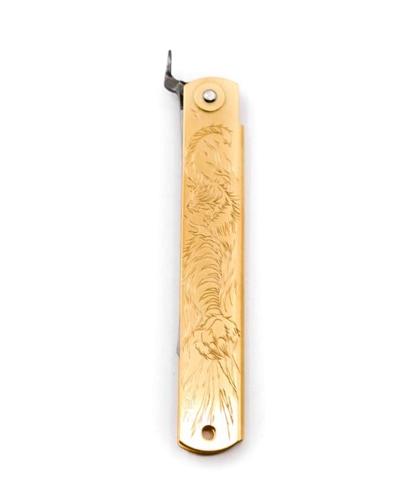 Higonokami Ottone 21cm Tigre Bianca Byakko-coltellipersonalizzati.com